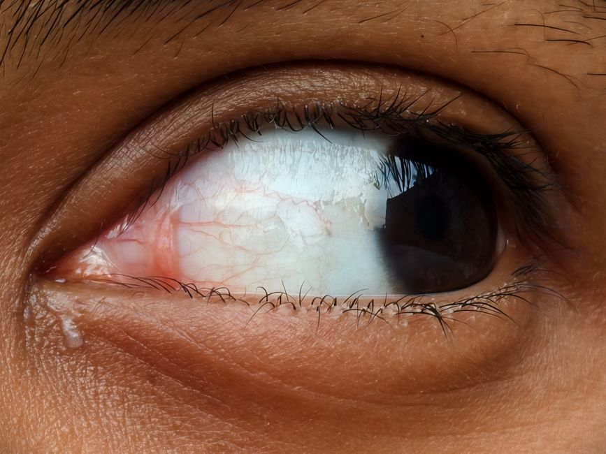 Conjunctival pinguecula close-up